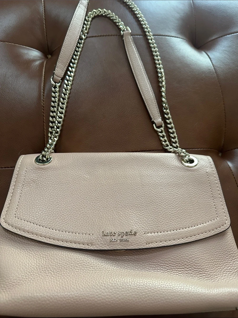kate spade Blush Pink Pebbled Leather Chain Shoulder Bag